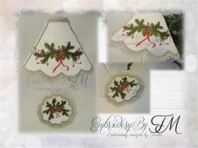 Wine glass shades with pinecone coaster