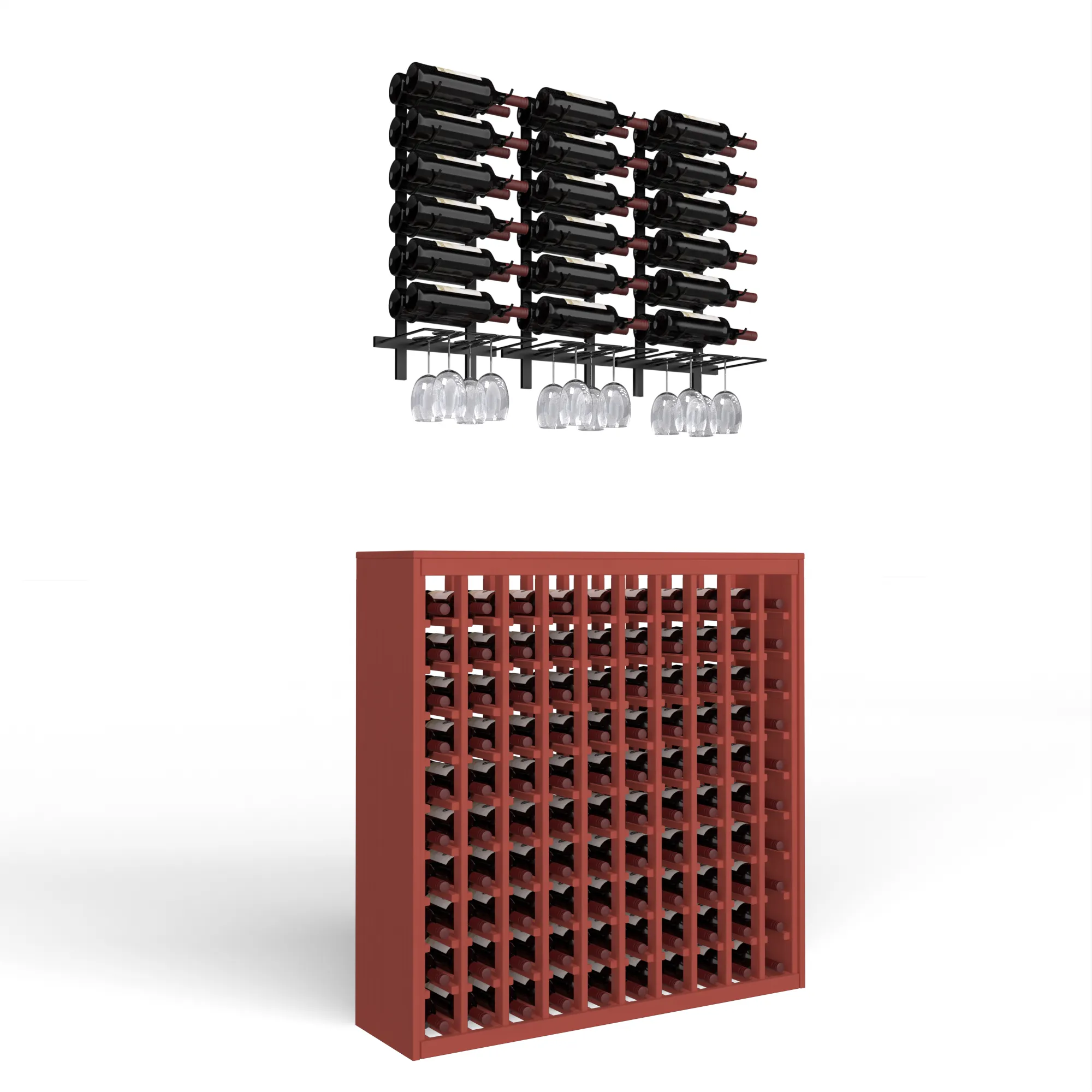 Wine Room Essentials Bundle - 100 Bottle Deluxe x W Series Racks in Matte Black Metal