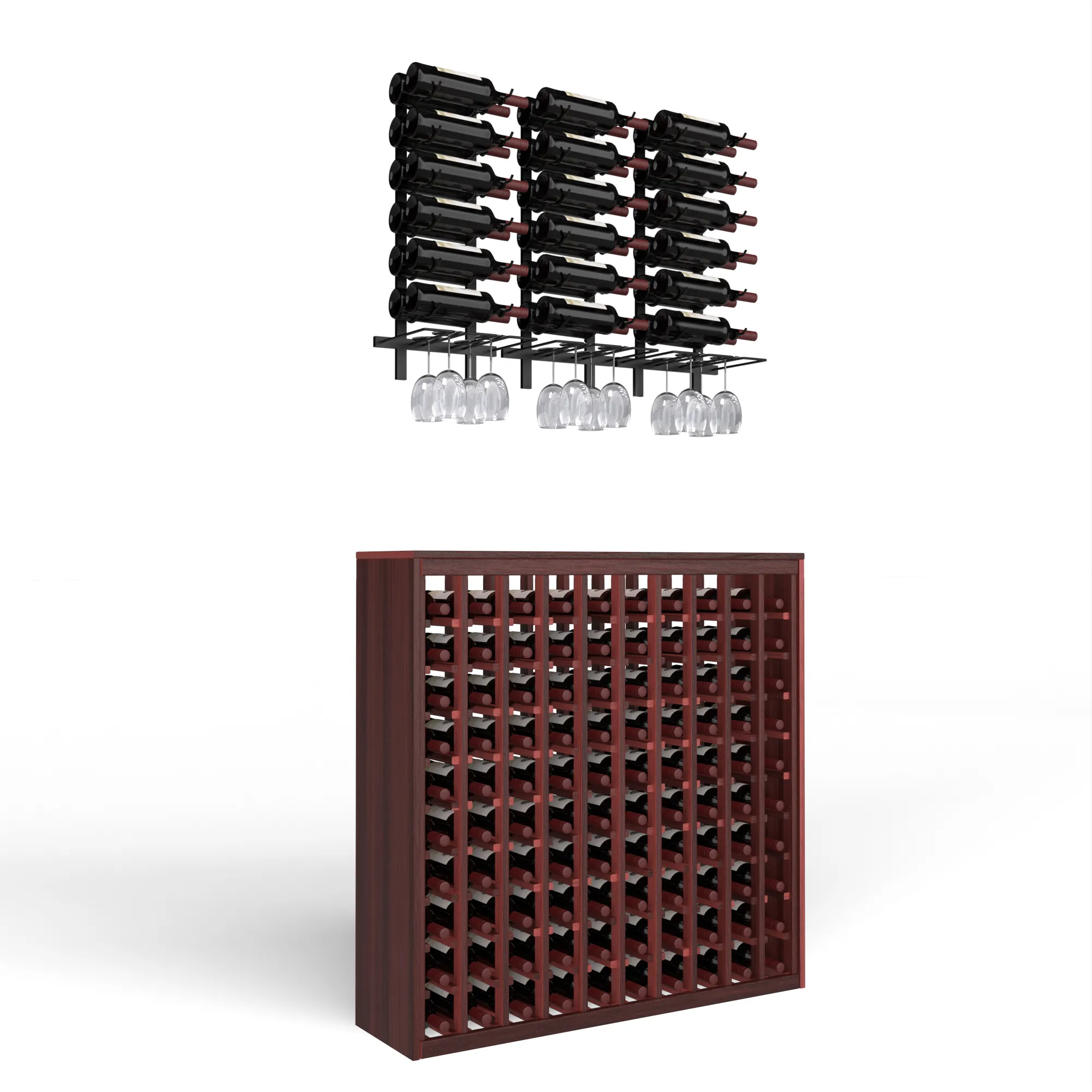 Wine Room Essentials Bundle - 100 Bottle Deluxe x W Series Racks in Matte Black Metal