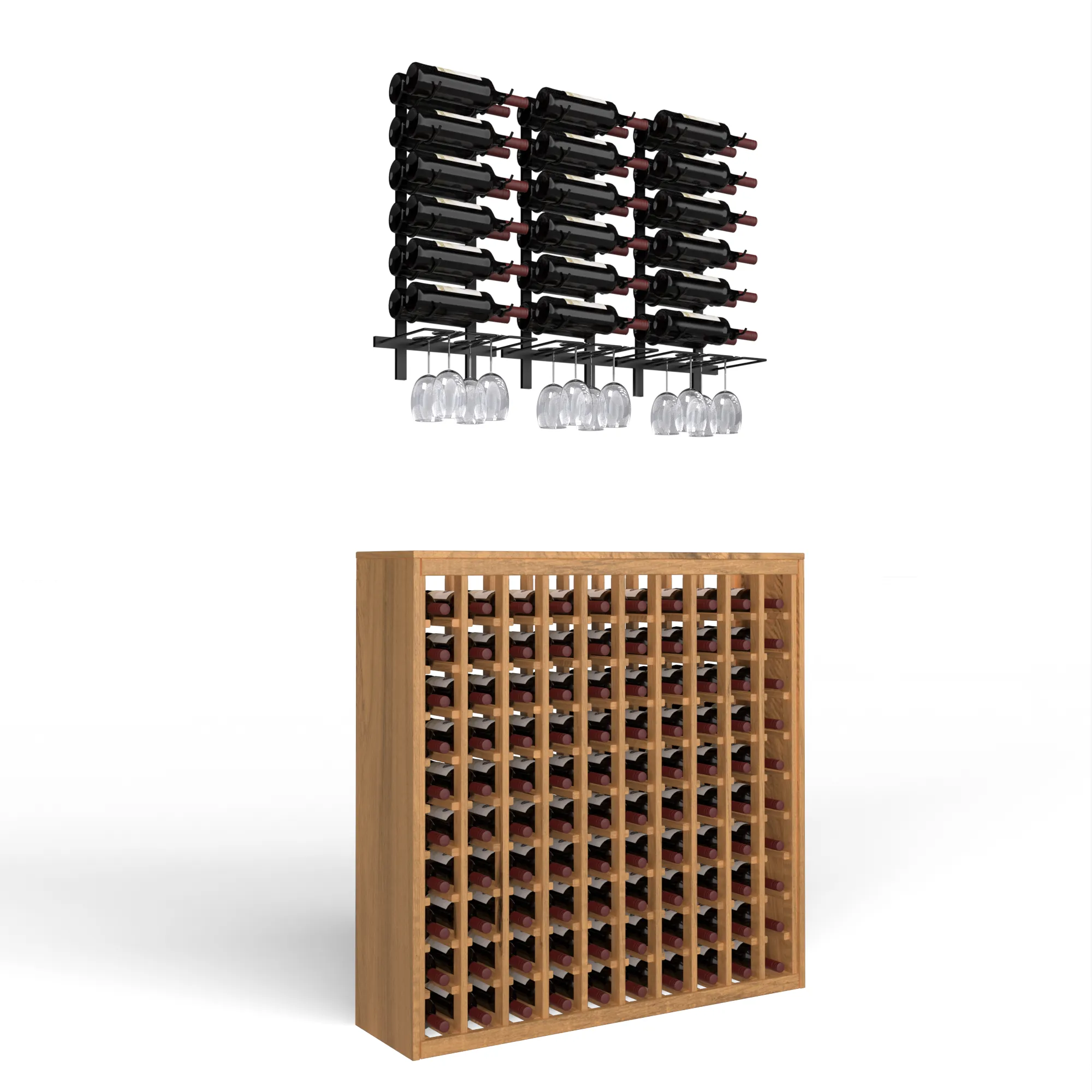 Wine Room Essentials Bundle - 100 Bottle Deluxe x W Series Racks in Matte Black Metal