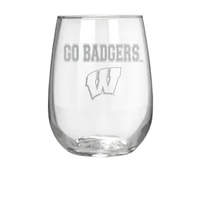 Wisconsin Badgers 17 oz. Stemless Wine Glass